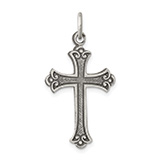Antiqued Scroll Budded Cross Pendant, Sterling Silver