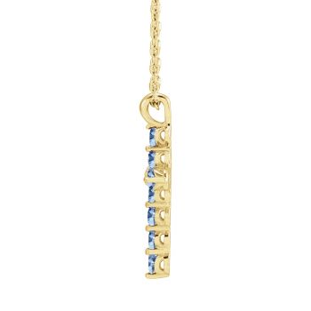 Heavenly Aquamarine Cross Necklace for Women in 14K Gold 2