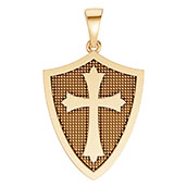 18K Gold Armor of God Shield Cross Pendant