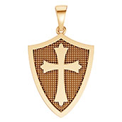 22K Gold Amor of God Shield Cross Pendant