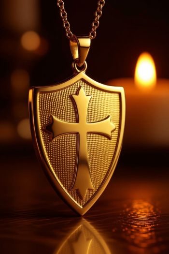 22K Gold Amor of God Shield Cross Pendant 5