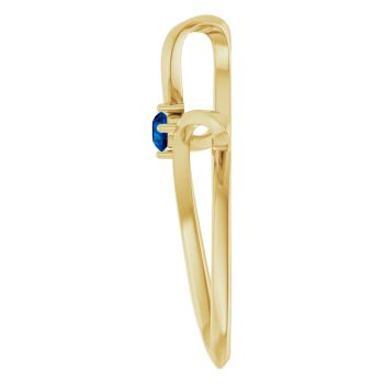 Blue Sapphire Curve Cross Pendant in 14K Gold 3