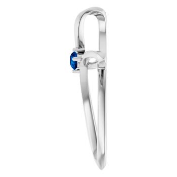 Blue Sapphire Curve Cross Pendant in 14K White Gold 3
