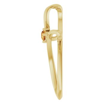 14K Gold Citrine Gemstone Swirl Cross Pendant 3