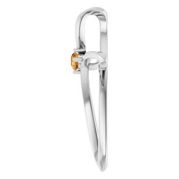 14K White Gold Citrine Gemstone Swirl Cross Pendant 3