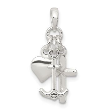 Cross, Heart, and Anchor Pendant in Sterling Silver 2