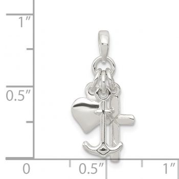 Cross, Heart, and Anchor Pendant in Sterling Silver 4