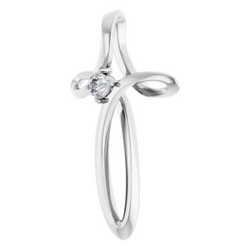 14K White Gold CZ Loop Cross Pendant 2