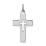 Cutout Polished Cross Pendant in Sterling Silver