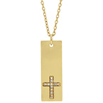 14K Gold Diamond Cross Bar Necklace for Women