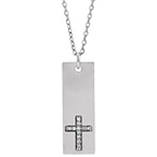 14K White Gold Diamond Cross Bar Necklace for Women