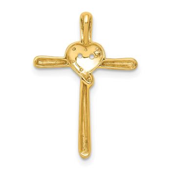 Diamond Heart Swirl Cross Necklace, 14K Gold 3