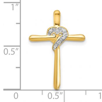 Diamond Heart Swirl Cross Necklace, 14K Gold 4