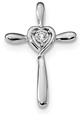 Bezel-Set Diamond Heart Cross Slide Necklace, 14K White Gold