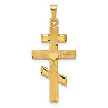 eastern orthodox cross pendant with heart 14k gold