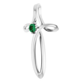 Emerald Spiral Cross Pendant in 14K White Gold 2