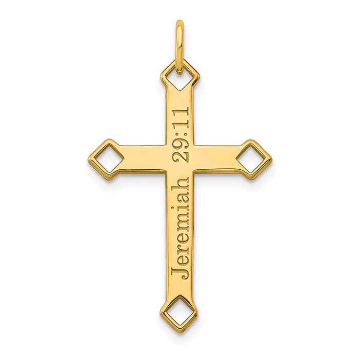 Engraved Personalized Cross Pendant 14K Gold
