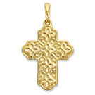 Etched Floral Cross Pendant for Women in 14K Solid Gold