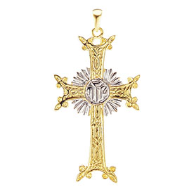 extra-large 14k two-tone gold armenian orthodox cross pendant