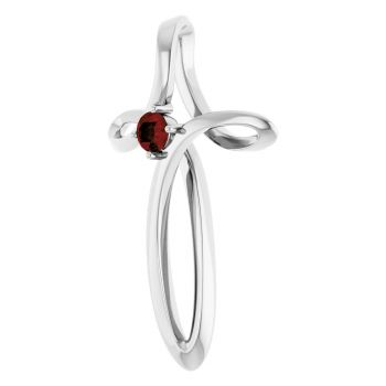 Garnet Knot Cross Pendant in 14K White Gold 2