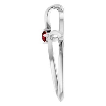 Garnet Knot Cross Pendant in 14K White Gold 3