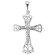 large 14k white gold filigree cross within cross pendant for men