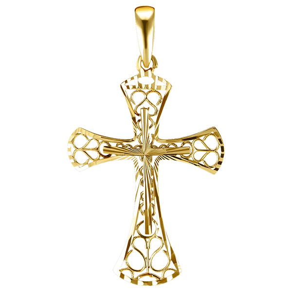 large filigree cross within cross pendant for men 14k gold