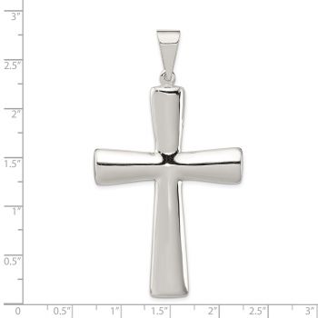 Large Polished Sterling Silver Cross Pendant 3