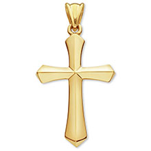 Large 14K Solid Gold Men's Sword of the Spirit Cross Pendant