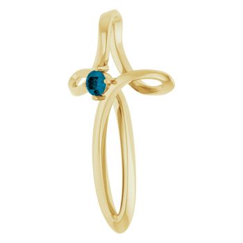 London Blue Topaz Twist Cross Pendant in 14K Gold 2