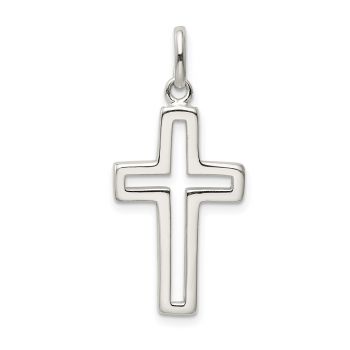 Silver Medium Cut-Out Cross Pendant 3