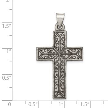 Antiqued Silver Scroll Design Cross Pendant for Men 4