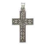 Antiqued Silver Scroll Design Cross Pendant for Men
