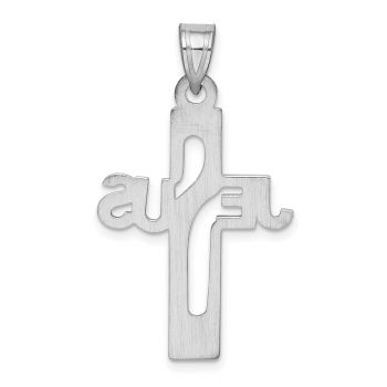 Silver Jesus Name Cut-Out Cross Pendant for Men 3