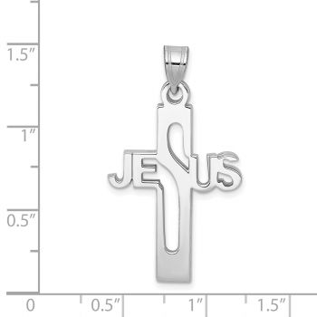 Silver Jesus Name Cut-Out Cross Pendant for Men 4