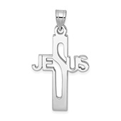Silver Jesus Name Cut-Out Cross Pendant for Men