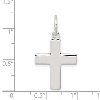 Medium Silver Men's Plain Polished Cross Pendant 3