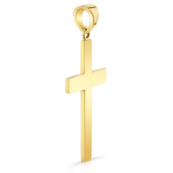 Medium 14K Gold Plain Cross Pendant for Men 3