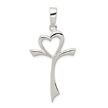 Stylized Heart Cross Pendant in Sterling Silver