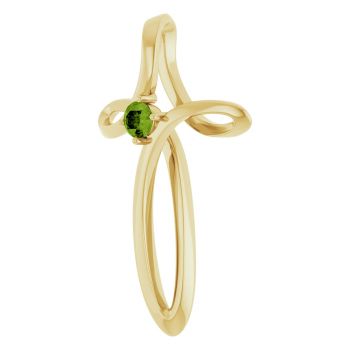 14K Gold Peridot Gemstone Weave Cross Pendant 2