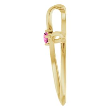 Pink Sapphire Loop Cross Pendant in 14K Gold 3