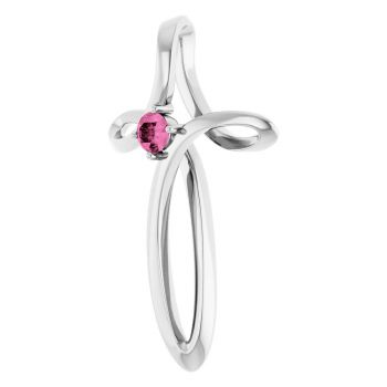 Pink Sapphire Loop Cross Pendant in 14K White Gold 2