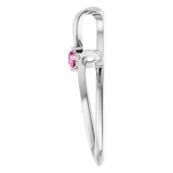 Pink Sapphire Loop Cross Pendant in 14K White Gold 3