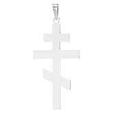 14k white gold plain orthodox cross pendant for men