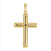 raised beaded plain cross pendant for men in 14k gold
