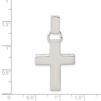 Silver Rectangle-Bail Plain Cross Pendant for Men 3