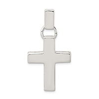 Silver Rectangle-Bail Plain Cross Pendant for Men
