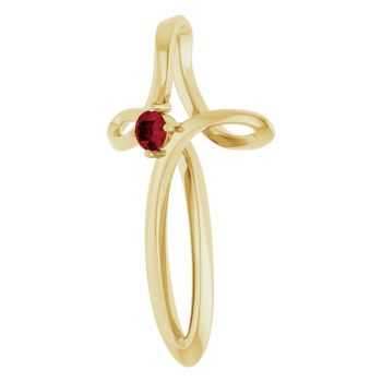 Ruby Twist Cross Pendant in 14K Gold 2