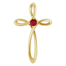 Ruby Twist Cross Pendant in 14K Gold