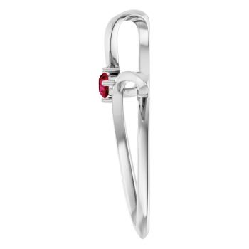 Ruby Twist Cross Pendant in 14K White Gold 3
